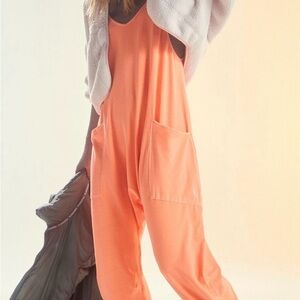 Free People Women's Hot Shot Jumpsuit Pastel Peach